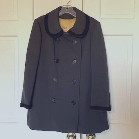 VINTAGE 60s Forstmann German Wool Gray Pea Coat Medium/Large - Picture 2 of 14